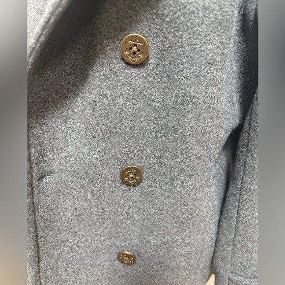 LANDS END WOOL GRAY CLASSIC TAILORED DOUBLE BREASTED NAUTICAL PEA COAT SZ 12 - Picture 11 of 13